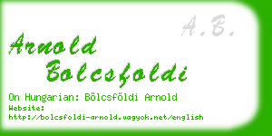 arnold bolcsfoldi business card